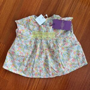 Bonpoint 6m girls floral ruched embroidered top, new with tags